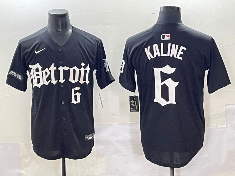 Men 2025 Detroit Tigers #6 Kaline Black Five generations Joint Name Nike MLB Jersey style 14